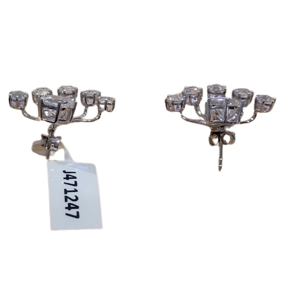 Sterling Silver White CZ 3 Piece Dangle Earrings NWT - Picture 3 of 6